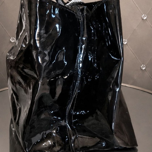 Large black patent leather weekend bag new