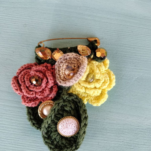 Handmade crocheted brooch