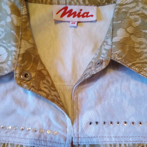 Vintage Mia Set (Size 48 / L-XL) – Jacket & Skirt with Lace Pattern, Embroidery & Rhinestones
