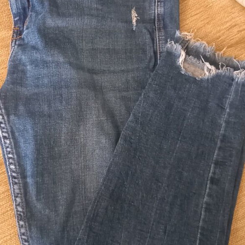 Jean skinny like new with rips and fringes, size XL