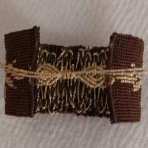 Cuff bracelet like new, handmade micro-macrame, brown and gold tones