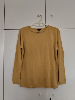 Talbots linen blouse used, yellow mustard, size Large