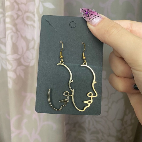 Boho face earrings new with steel hooks gold color