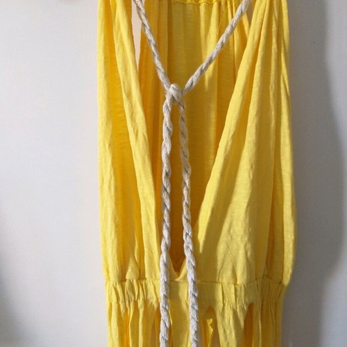 Top with fringes like new, yellow, with earrings gift