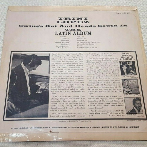 Trini Lopez The Latin Album LP used