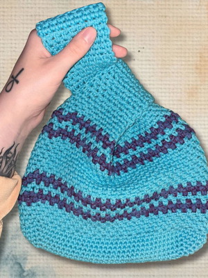 Handmade Japanese Knot Wrist Bag Turquoise Intuition