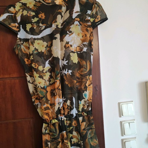 Transparent blouse dress like new, size S 36 8, beige brown