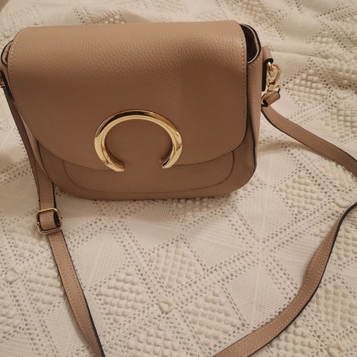 Leather crossbody bag beige new with adjustable strap