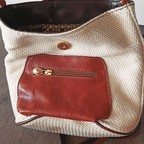Bartuggi backpack vintage new, beige and brown straw look