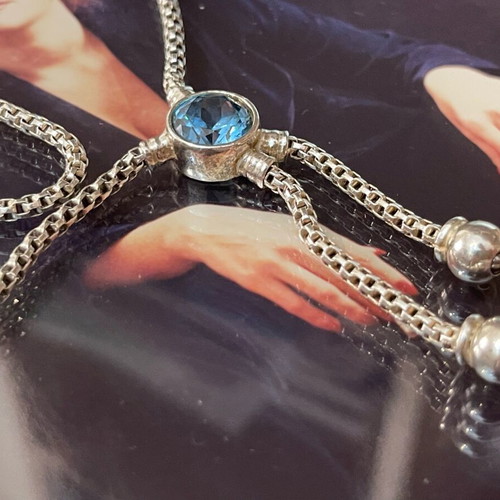 Italian Silver Necklace with Topaz like new, stamped 925, 16 g