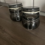 Set of 2 glass storage containers used with lid and clip