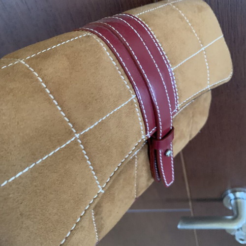 GILLIAN suede shoulder bag new, brown and red