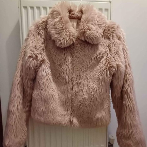 Synthetic fur jacket used, pink, size S