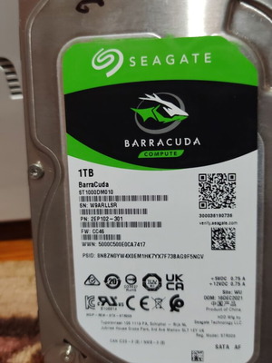 Seagate Barracuda 1TB hard disk drive used, excellent condition