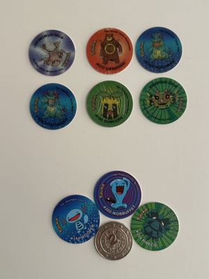 Vintage Pokémon Tazos/Pogs, σετ 9 τεμάχια, 6 τρισδιάστατα συλλεκτικά
