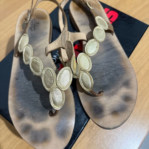 Trussardi sandals used, leather, gold color, size 38