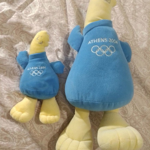 Phoebus and Junior Phoebus used collectible plush Athens 2004, 2 pieces