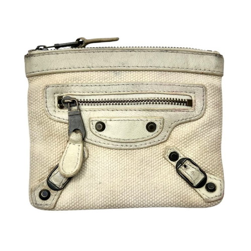 Balenciaga City cloth coin wallet used, beige