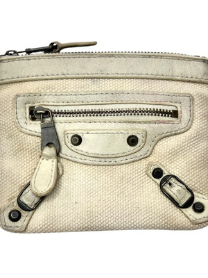 Balenciaga City cloth coin wallet used, beige