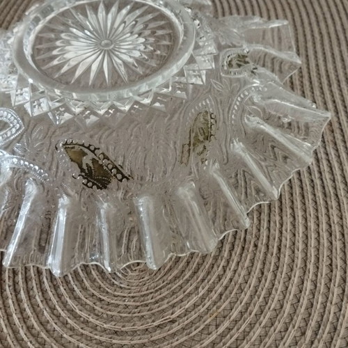 Fondant dish used, 1950s glass with embossed design