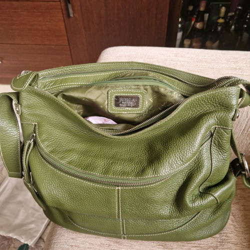 Furla leather shoulder bag green like new
