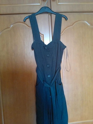 Zara long women's dress like new, black, buttoned, waist tie