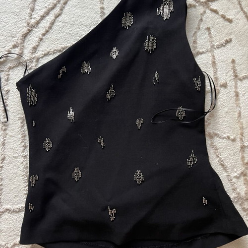 Zara asymmetric top with beads like new, black, size S