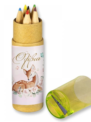 Floral Deer Colored Pencils in Kraft Box, new, 10 pieces