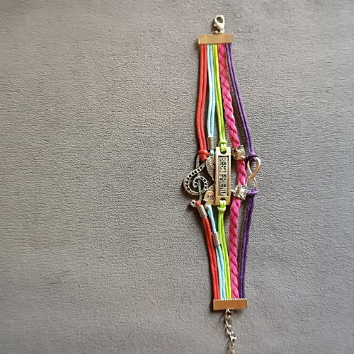Best Friends bracelet new with multiple layers of leatherette and colorful cords