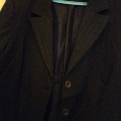 Cossinelle women's long jacket used with very thin stripe size 62 dark green gray