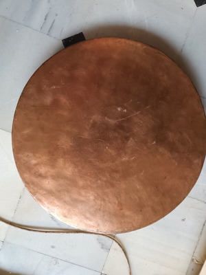 Copper round tray used, tin-plated inside, diameter 94 cm