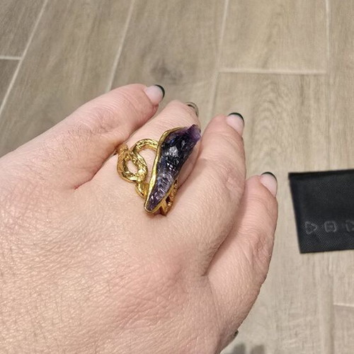 Handmade gold-plated ring with amethyst like new, size 7.5
