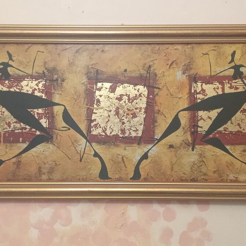 Modern painting with wooden frame like new, abstract composition