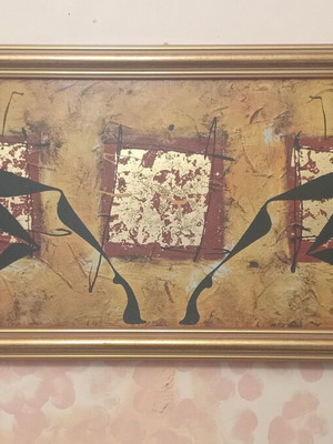 Modern painting with wooden frame like new, abstract composition