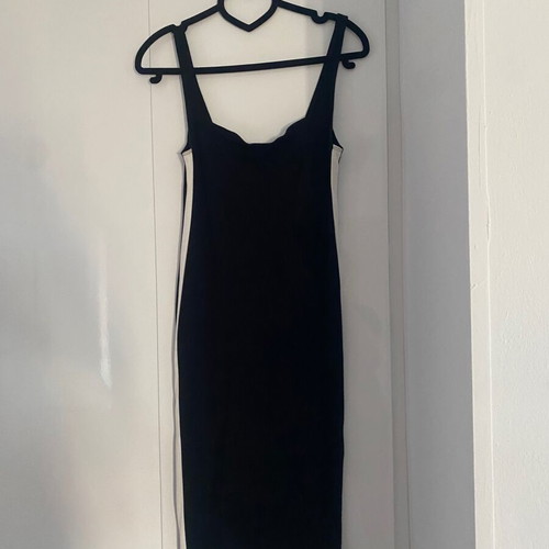 Black elastic dress with white side stripe medium, like new