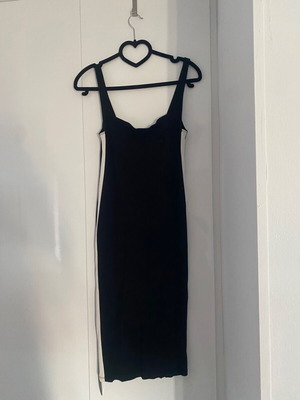 Black elastic dress with white side stripe medium, like new