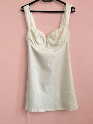 Mind Your Style white linen blend mini dress