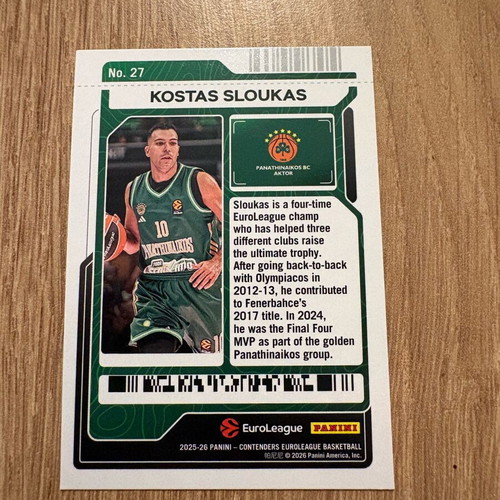 Kostas Sloukas 2025-26 Panini Contenders EuroLeague Season Ticket new #27
