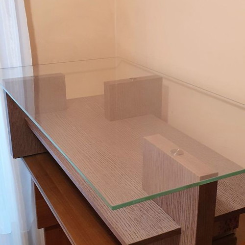 Balton coffee table used, glass and wood