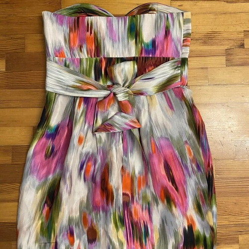 Warehouse medium strapless silk dress used, multicolor