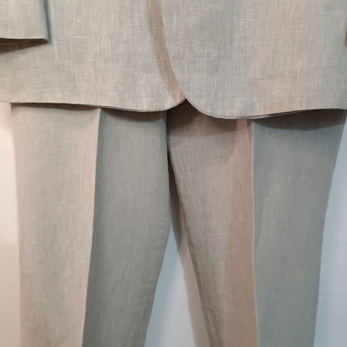 Leonardo men's suit 100% linen beige like new, jacket and trousers 50/44