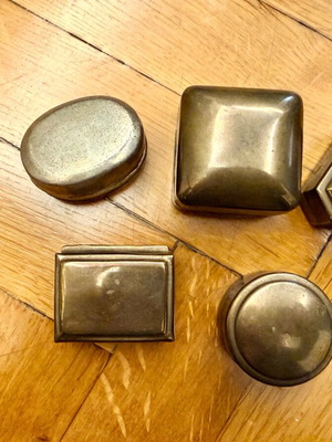 Vintage metal trinket boxes used, set of brass and gold-plated metal