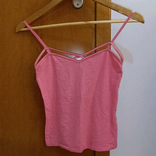 Bershka pink top like new with straps and crisscross laces