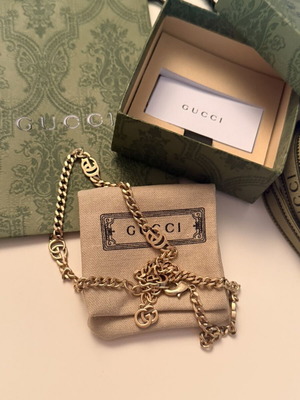 Gucci Interlocking G Gold-Tone Chain Necklace new with box
