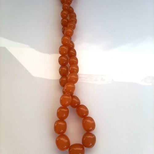 Necklace from authentic old Baltic cognac amber used, 70.25 g