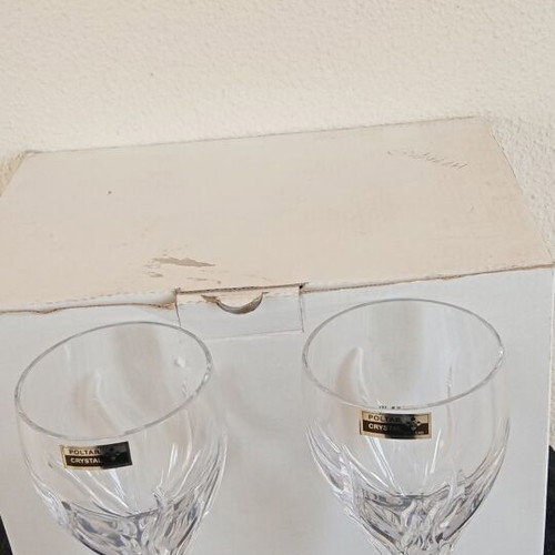 Set of 6 Poltar Crystal 24% Wine Glasses Handmade Eriphylli Design