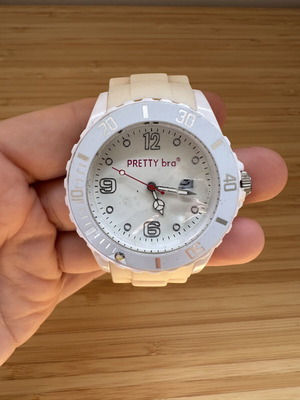 Pretty Bra Sport Wristwatch White Silicone Strap New