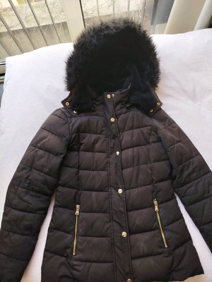 Stradivarius jacket with fur interior, like new, black, size S
