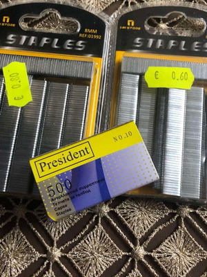 Stapler staples used, pack of 3, 6mm and 8mm