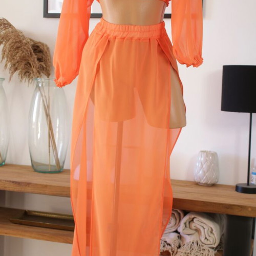 Beachwear pants with orange transparent top new